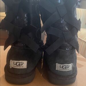 UGG Black Sequin Bow Boots